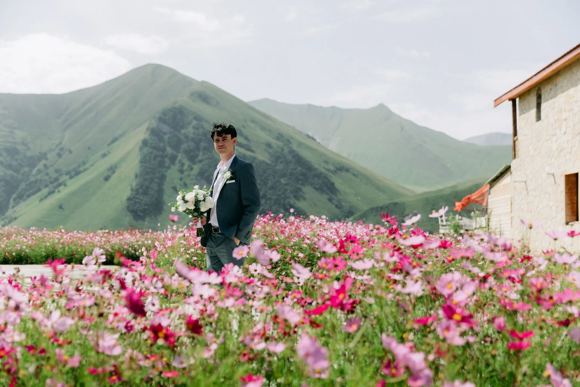 A groom in the mountains of Georgia
