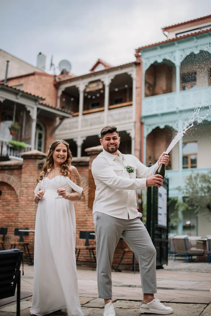 Champagne at a wedding in Georgia