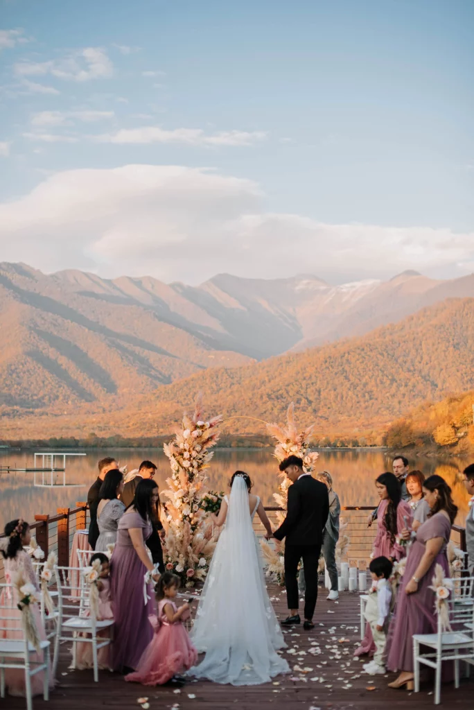 Newlyweds in the Mountains in Autumn in Georgia