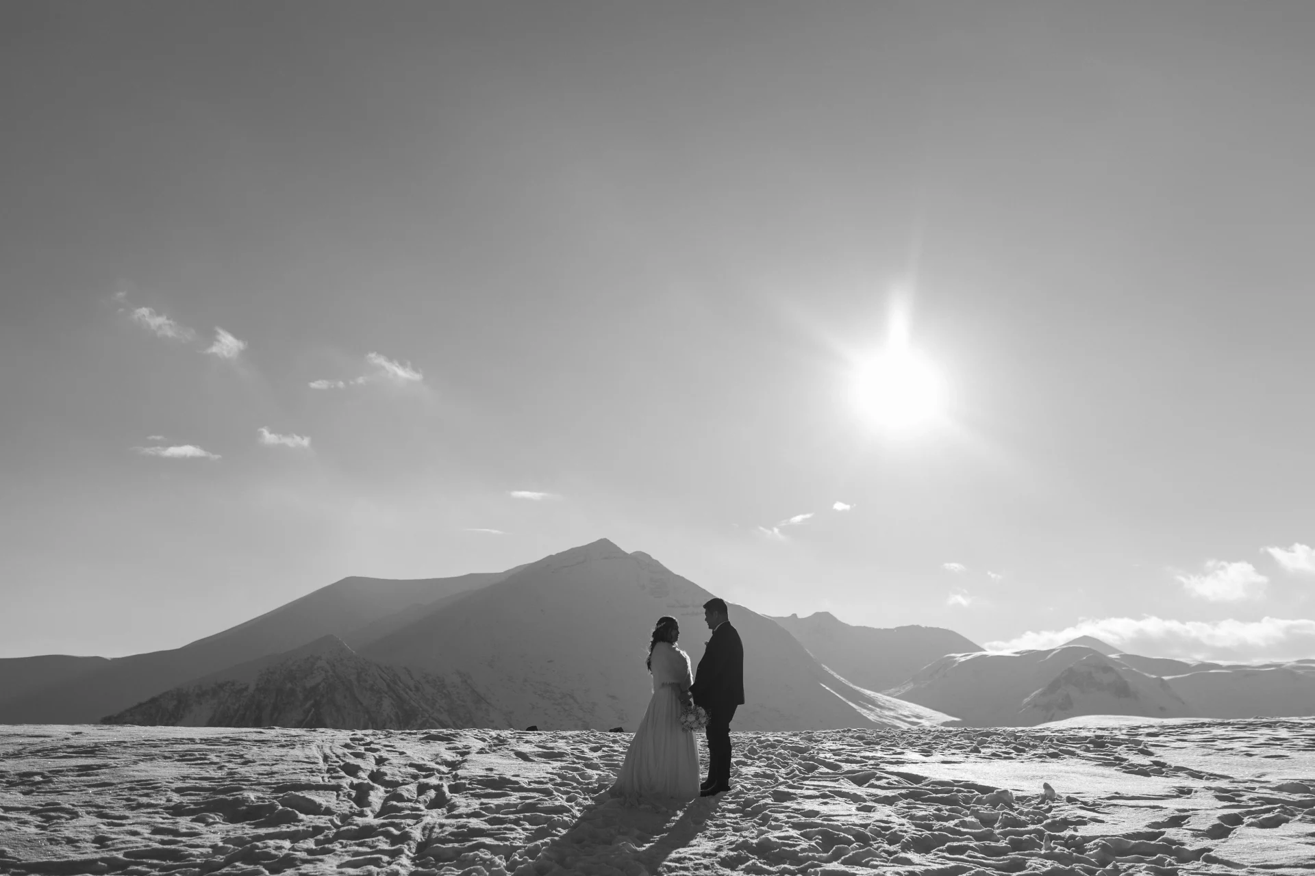 Wedding in the mountains of Georgia in winter
