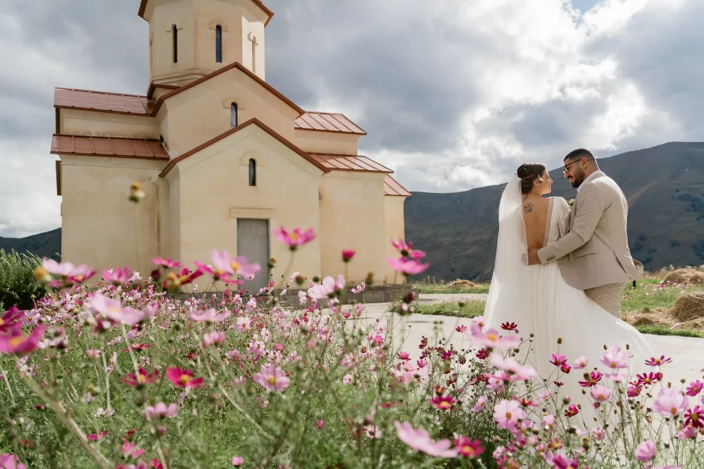 Muslim and Chistian couple at a wedding in Tbilisi