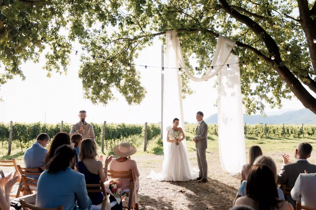 Outdoor wedding ceremony in the forest in Georgia