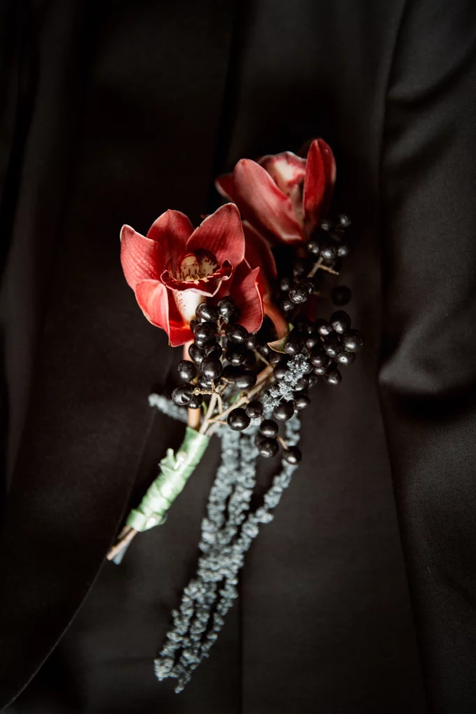 Groom's boutonniere at the wedding at Tsinandali Estate in Georgia