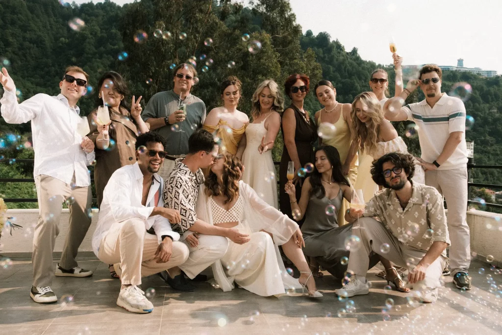 Witnesses at a wedding in Georgia for foreign couples
